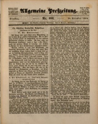 Allgemeine Preß-Zeitung Dienstag 24. Dezember 1844