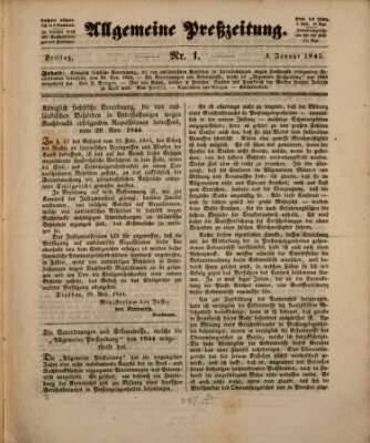 Allgemeine Preß-Zeitung Freitag 3. Januar 1845