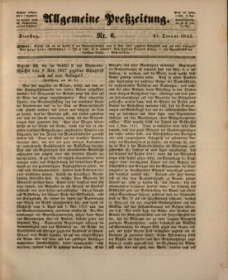 Allgemeine Preß-Zeitung Dienstag 21. Januar 1845