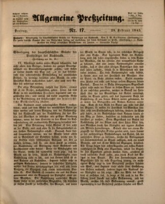 Allgemeine Preß-Zeitung Freitag 28. Februar 1845