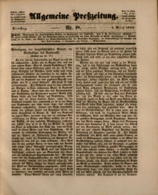 Allgemeine Preß-Zeitung Dienstag 4. März 1845