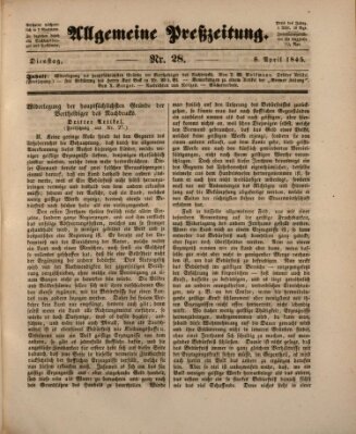 Allgemeine Preß-Zeitung Dienstag 8. April 1845