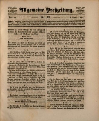 Allgemeine Preß-Zeitung Freitag 18. April 1845