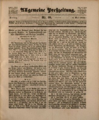 Allgemeine Preß-Zeitung Freitag 2. Mai 1845