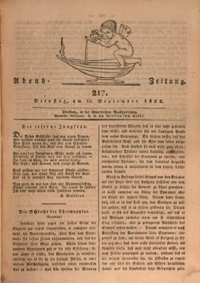 Abend-Zeitung Dienstag 10. September 1822