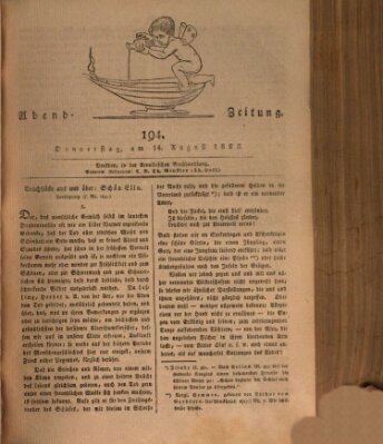 Abend-Zeitung Donnerstag 14. August 1823