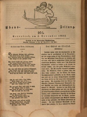 Abend-Zeitung Samstag 5. November 1825