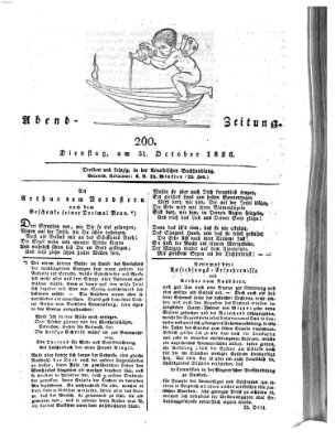 Abend-Zeitung Dienstag 31. Oktober 1826