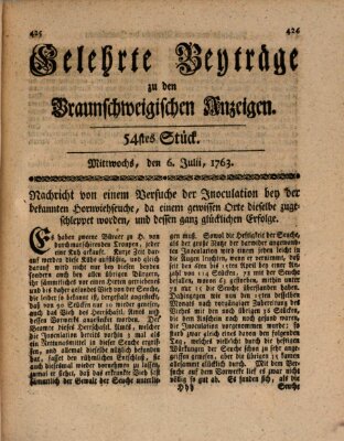 Braunschweigische Anzeigen. Gelehrte Beyträge zu den Braunschweigischen Anzeigen (Braunschweigische Anzeigen) Mittwoch 6. Juli 1763