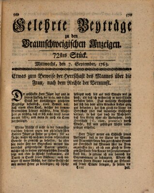 Braunschweigische Anzeigen. Gelehrte Beyträge zu den Braunschweigischen Anzeigen (Braunschweigische Anzeigen) Mittwoch 7. September 1763