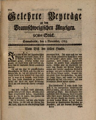 Braunschweigische Anzeigen. Gelehrte Beyträge zu den Braunschweigischen Anzeigen (Braunschweigische Anzeigen) Mittwoch 9. November 1763