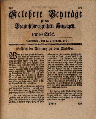 Braunschweigische Anzeigen. Gelehrte Beyträge zu den Braunschweigischen Anzeigen (Braunschweigische Anzeigen) Mittwoch 14. Dezember 1763