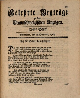 Braunschweigische Anzeigen. Gelehrte Beyträge zu den Braunschweigischen Anzeigen (Braunschweigische Anzeigen) Mittwoch 28. Dezember 1763