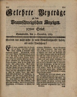 Braunschweigische Anzeigen. Gelehrte Beyträge zu den Braunschweigischen Anzeigen (Braunschweigische Anzeigen) Samstag 31. Dezember 1763