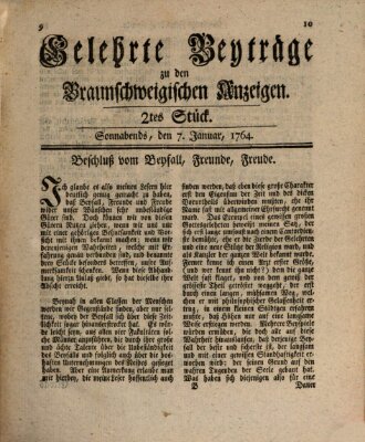 Braunschweigische Anzeigen. Gelehrte Beyträge zu den Braunschweigischen Anzeigen (Braunschweigische Anzeigen) Samstag 7. Januar 1764