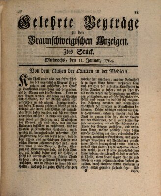 Braunschweigische Anzeigen. Gelehrte Beyträge zu den Braunschweigischen Anzeigen (Braunschweigische Anzeigen) Mittwoch 11. Januar 1764