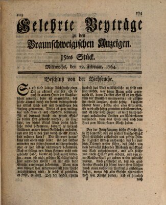 Braunschweigische Anzeigen. Gelehrte Beyträge zu den Braunschweigischen Anzeigen (Braunschweigische Anzeigen) Mittwoch 22. Februar 1764