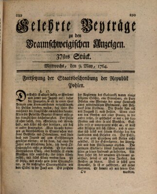 Braunschweigische Anzeigen. Gelehrte Beyträge zu den Braunschweigischen Anzeigen (Braunschweigische Anzeigen) Mittwoch 9. Mai 1764