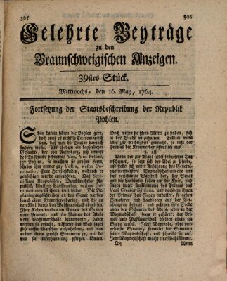 Braunschweigische Anzeigen. Gelehrte Beyträge zu den Braunschweigischen Anzeigen (Braunschweigische Anzeigen) Mittwoch 16. Mai 1764