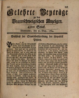 Braunschweigische Anzeigen. Gelehrte Beyträge zu den Braunschweigischen Anzeigen (Braunschweigische Anzeigen) Mittwoch 30. Mai 1764