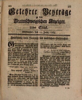 Braunschweigische Anzeigen. Gelehrte Beyträge zu den Braunschweigischen Anzeigen (Braunschweigische Anzeigen) Mittwoch 11. Juli 1764