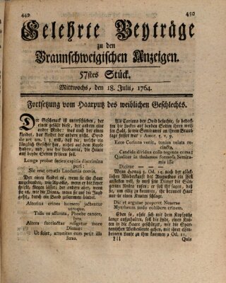 Braunschweigische Anzeigen. Gelehrte Beyträge zu den Braunschweigischen Anzeigen (Braunschweigische Anzeigen) Mittwoch 18. Juli 1764