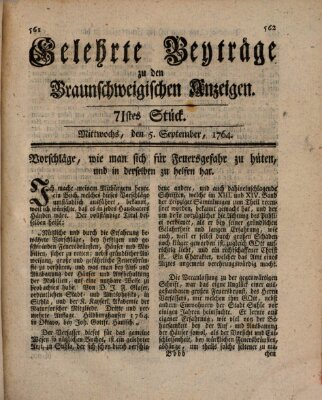 Braunschweigische Anzeigen. Gelehrte Beyträge zu den Braunschweigischen Anzeigen (Braunschweigische Anzeigen) Mittwoch 5. September 1764