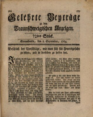 Braunschweigische Anzeigen. Gelehrte Beyträge zu den Braunschweigischen Anzeigen (Braunschweigische Anzeigen) Samstag 8. September 1764