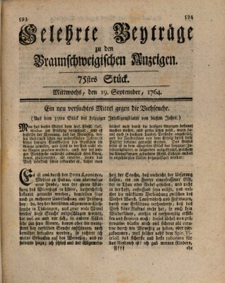 Braunschweigische Anzeigen. Gelehrte Beyträge zu den Braunschweigischen Anzeigen (Braunschweigische Anzeigen) Samstag 15. September 1764