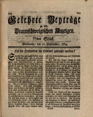 Braunschweigische Anzeigen. Gelehrte Beyträge zu den Braunschweigischen Anzeigen (Braunschweigische Anzeigen) Mittwoch 26. September 1764