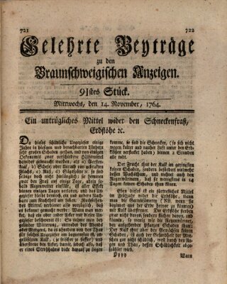 Braunschweigische Anzeigen. Gelehrte Beyträge zu den Braunschweigischen Anzeigen (Braunschweigische Anzeigen) Mittwoch 14. November 1764