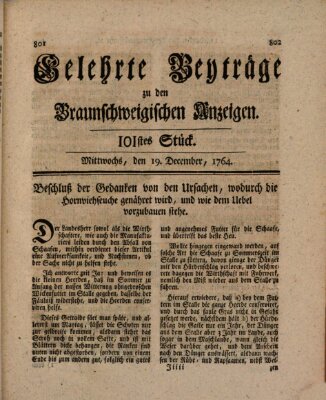 Braunschweigische Anzeigen. Gelehrte Beyträge zu den Braunschweigischen Anzeigen (Braunschweigische Anzeigen) Mittwoch 19. Dezember 1764