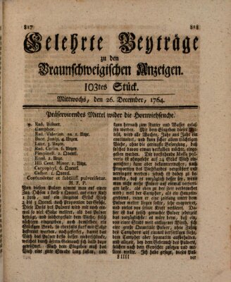 Braunschweigische Anzeigen. Gelehrte Beyträge zu den Braunschweigischen Anzeigen (Braunschweigische Anzeigen) Mittwoch 26. Dezember 1764