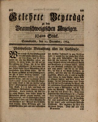 Braunschweigische Anzeigen. Gelehrte Beyträge zu den Braunschweigischen Anzeigen (Braunschweigische Anzeigen) Samstag 29. Dezember 1764