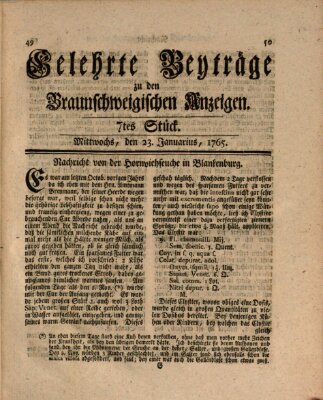 Braunschweigische Anzeigen. Gelehrte Beyträge zu den Braunschweigischen Anzeigen (Braunschweigische Anzeigen) Mittwoch 23. Januar 1765