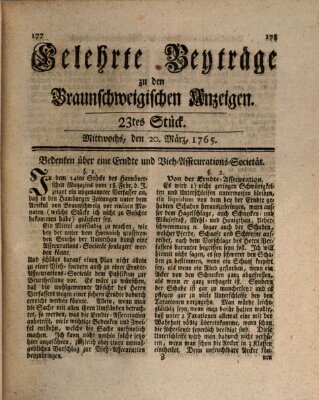 Braunschweigische Anzeigen. Gelehrte Beyträge zu den Braunschweigischen Anzeigen (Braunschweigische Anzeigen) Mittwoch 20. März 1765