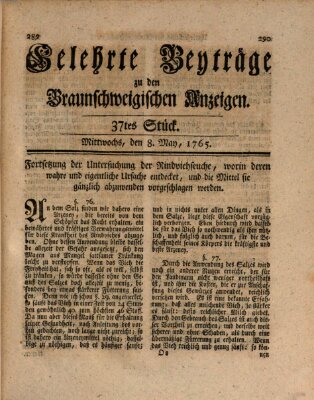 Braunschweigische Anzeigen. Gelehrte Beyträge zu den Braunschweigischen Anzeigen (Braunschweigische Anzeigen) Mittwoch 8. Mai 1765