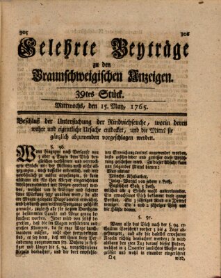 Braunschweigische Anzeigen. Gelehrte Beyträge zu den Braunschweigischen Anzeigen (Braunschweigische Anzeigen) Mittwoch 15. Mai 1765