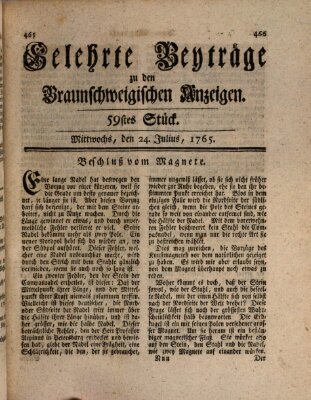 Braunschweigische Anzeigen. Gelehrte Beyträge zu den Braunschweigischen Anzeigen (Braunschweigische Anzeigen) Mittwoch 24. Juli 1765