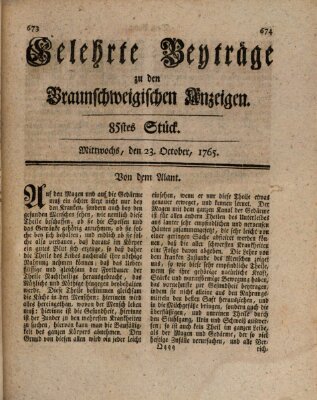 Braunschweigische Anzeigen. Gelehrte Beyträge zu den Braunschweigischen Anzeigen (Braunschweigische Anzeigen) Mittwoch 23. Oktober 1765