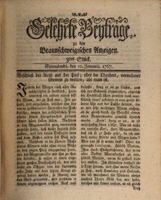 Braunschweigische Anzeigen. Gelehrte Beyträge zu den Braunschweigischen Anzeigen (Braunschweigische Anzeigen) Samstag 10. Januar 1767