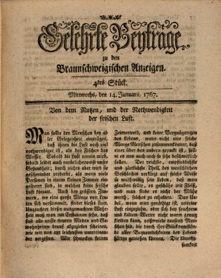 Braunschweigische Anzeigen. Gelehrte Beyträge zu den Braunschweigischen Anzeigen (Braunschweigische Anzeigen) Mittwoch 14. Januar 1767