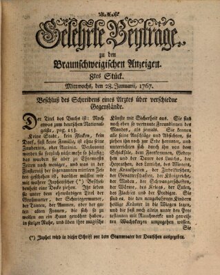 Braunschweigische Anzeigen. Gelehrte Beyträge zu den Braunschweigischen Anzeigen (Braunschweigische Anzeigen) Mittwoch 28. Januar 1767