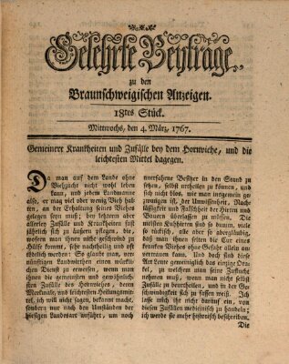 Braunschweigische Anzeigen. Gelehrte Beyträge zu den Braunschweigischen Anzeigen (Braunschweigische Anzeigen) Mittwoch 4. März 1767