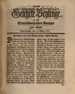 Braunschweigische Anzeigen. Gelehrte Beyträge zu den Braunschweigischen Anzeigen (Braunschweigische Anzeigen) Samstag 21. März 1767