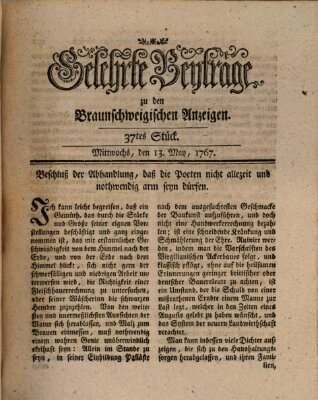 Braunschweigische Anzeigen. Gelehrte Beyträge zu den Braunschweigischen Anzeigen (Braunschweigische Anzeigen) Mittwoch 13. Mai 1767