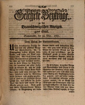 Braunschweigische Anzeigen. Gelehrte Beyträge zu den Braunschweigischen Anzeigen (Braunschweigische Anzeigen) Samstag 30. Mai 1767