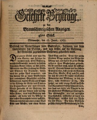 Braunschweigische Anzeigen. Gelehrte Beyträge zu den Braunschweigischen Anzeigen (Braunschweigische Anzeigen) Mittwoch 17. Juni 1767