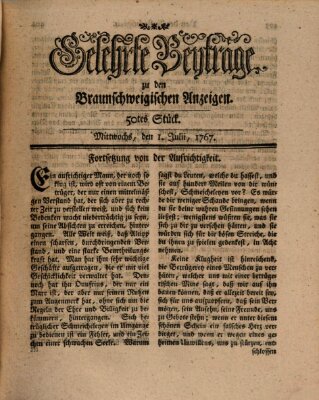 Braunschweigische Anzeigen. Gelehrte Beyträge zu den Braunschweigischen Anzeigen (Braunschweigische Anzeigen) Mittwoch 1. Juli 1767