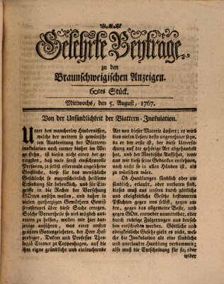 Braunschweigische Anzeigen. Gelehrte Beyträge zu den Braunschweigischen Anzeigen (Braunschweigische Anzeigen) Mittwoch 5. August 1767